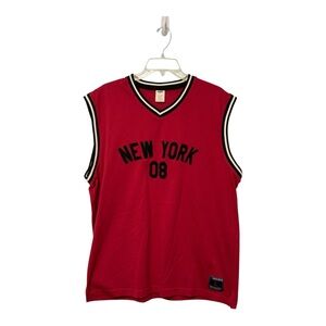 VINTAGE OLD NAVY EMBROIDERED NEW YORK 08 BASKETBALL JERSEY TANKER LARGE